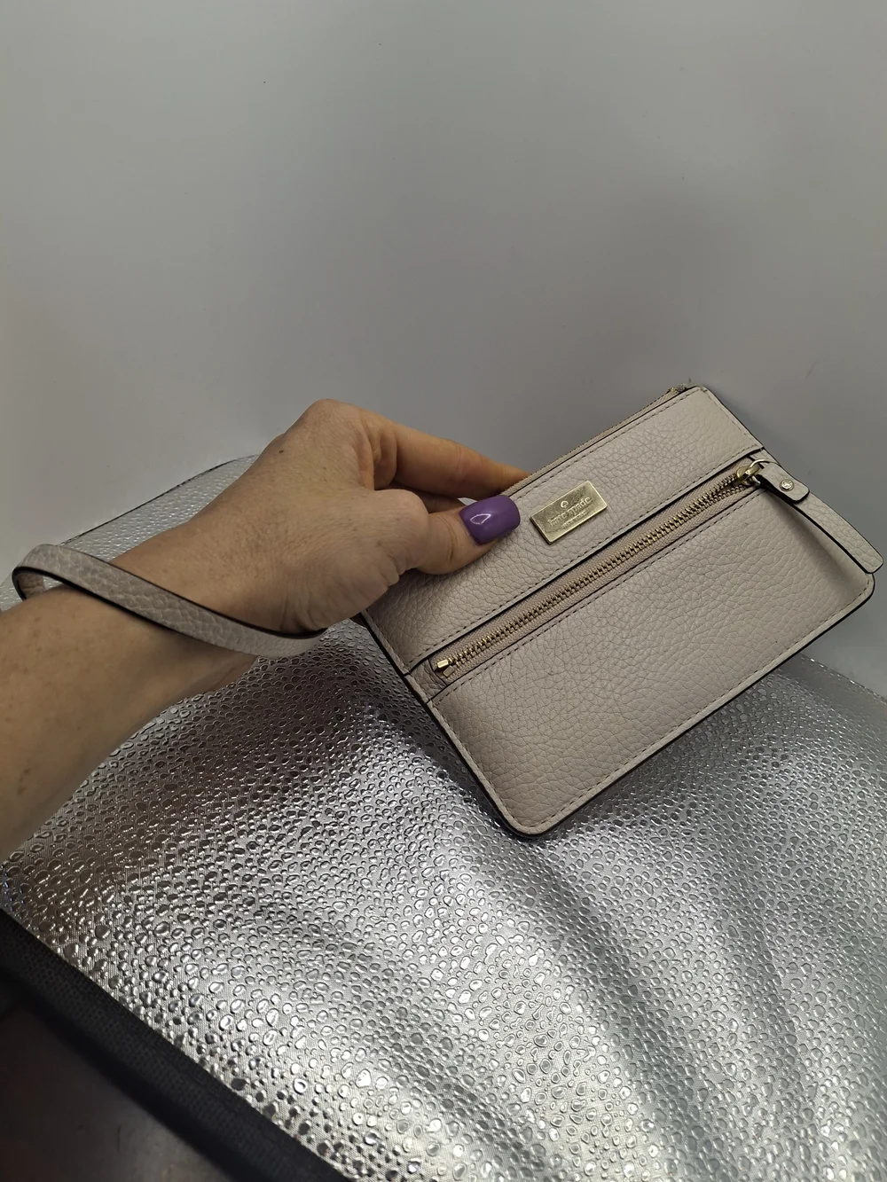 Kate Spade Cream Wristlet Clutch with Front Zip Pocket
